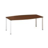  Konferenční stůl Alfa 420 s bílým podnožím, 200 x 110 x 74,2 cm, dezén ořech
